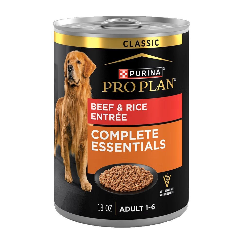 Purina Pro Plan Complete Essentials Adult Beef & Rice Entrée Classic Wet Dog Food, 13-Oz