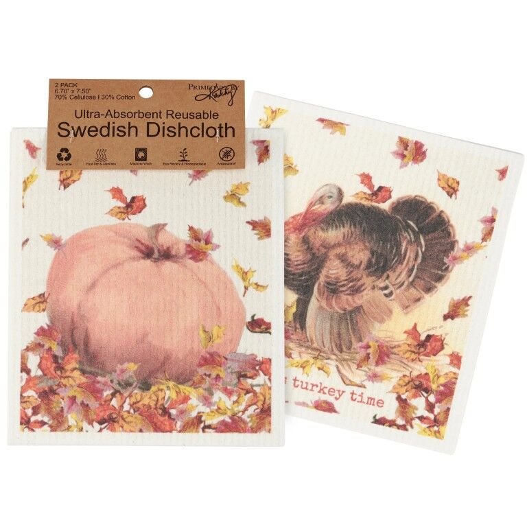 Primitives By Kathy Turkey Time Swedish Dishcloth Set, 6 3/4-In x 7 1/2-In, 2-Pc