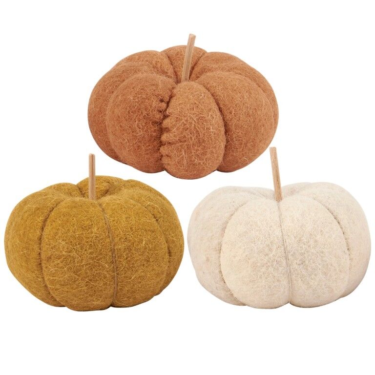 Primitives By Kathy Mini Felt Pumpkin Set, 3-In x 2 1/2-In, 3-Pc