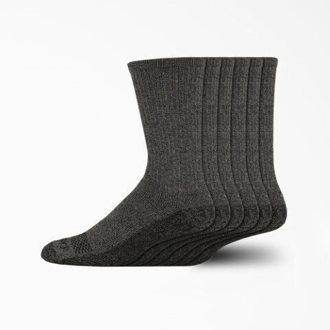 Dickies Men's Moisture Control Crew Work Socks 6-Pk in Black Marled