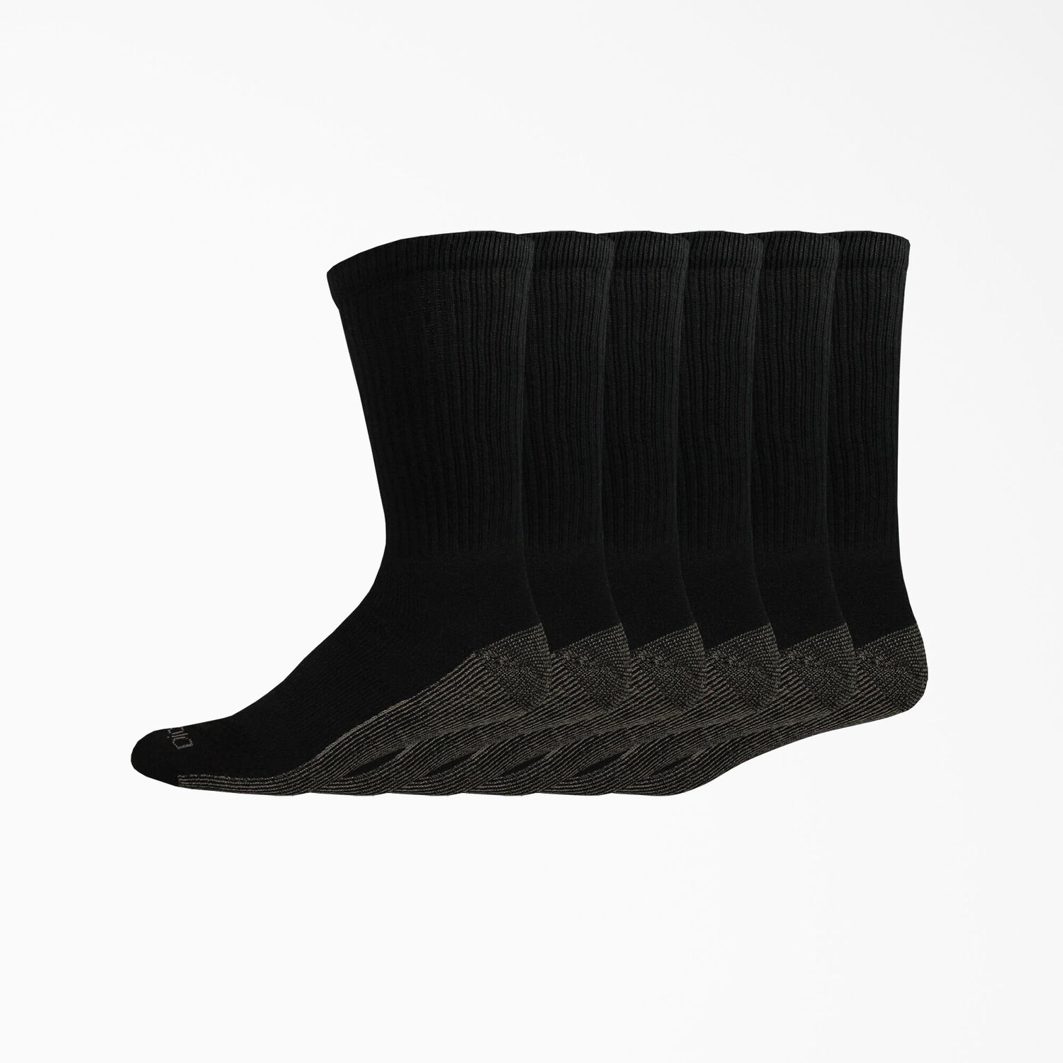Dickies Men's Moisture Control Crew Work Socks 6-Pk in Black 