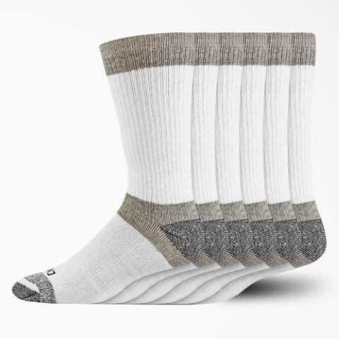 Dickies Men's Max Cushion Crew Socks 6-Pk in White