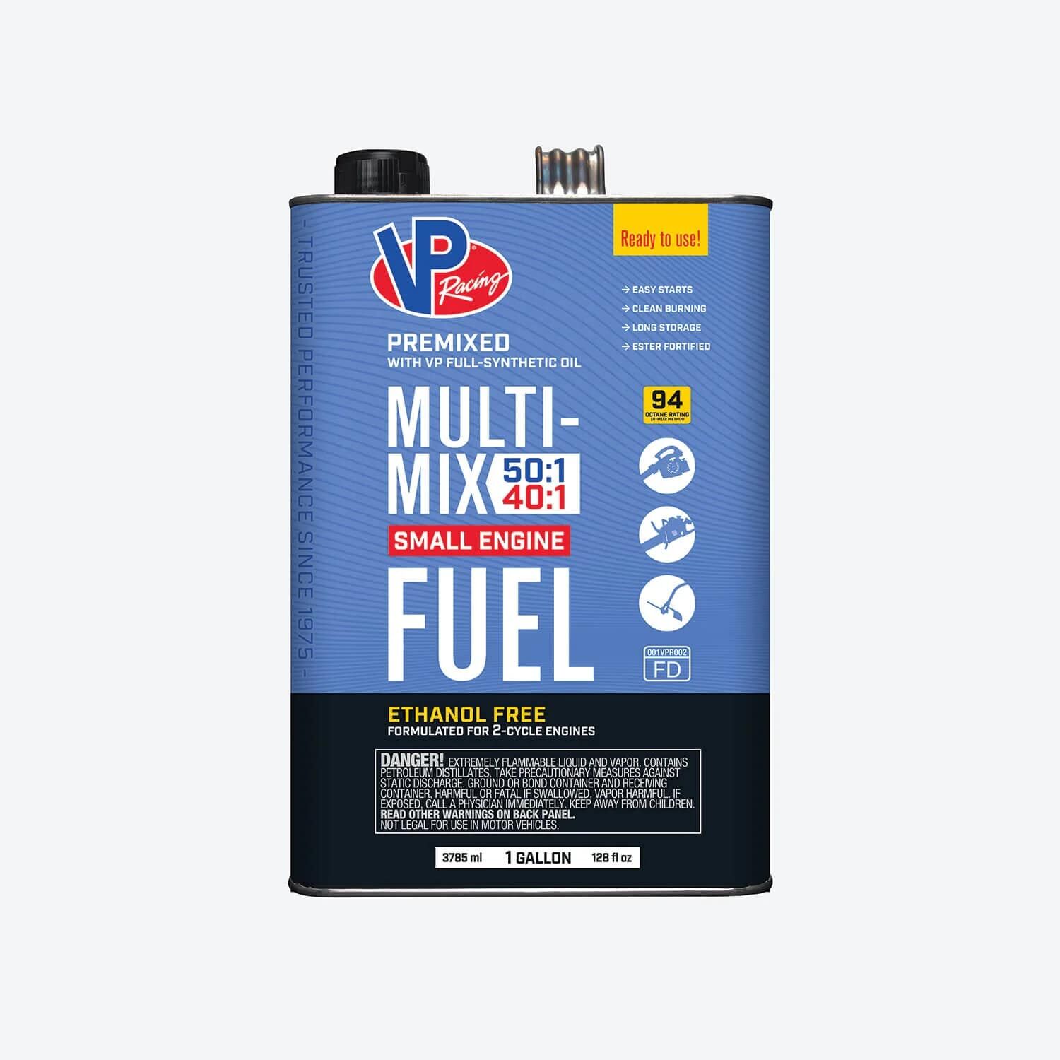 VP Racing VP Multi-Mix 40:1/50:1 Premixed Fuel For 2-Cycle Engines, 1-Gal