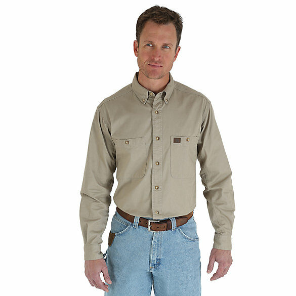 Wrangler Men's Riggs Workwear Long Sleeve Button Down Solid Twill Work Shirt