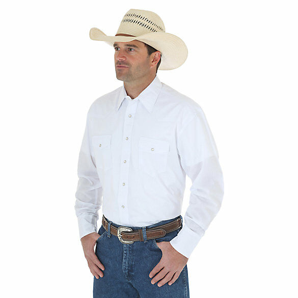 Wrangler Men's Long Sleeve Solid Broadcloth Western Snap Shirt