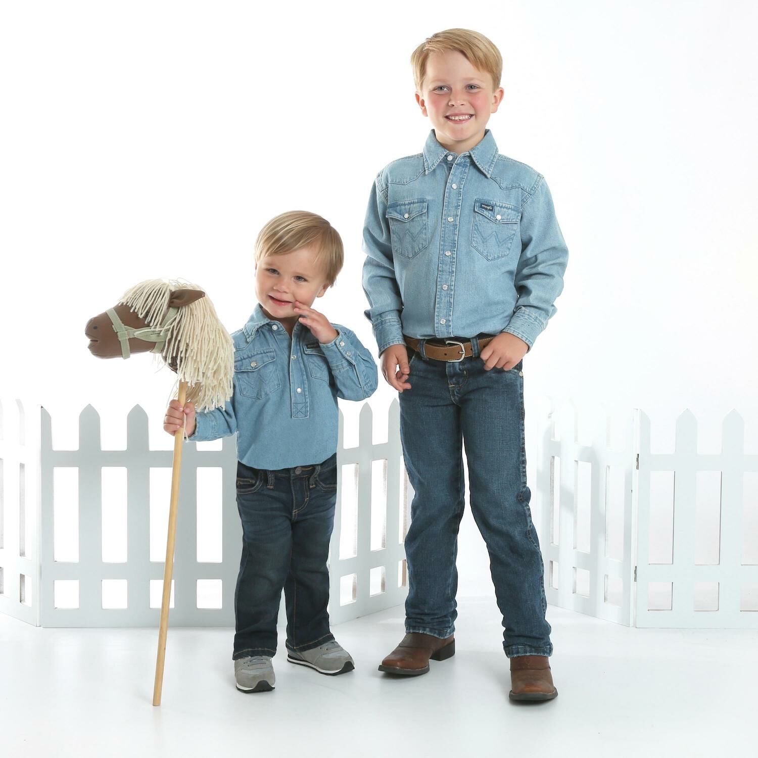 Wrangler Baby Boy's Long Sleeve Denim Bodysuild With Western Snap Placket