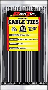 5.7-In Light Duty Cable Ties in Black, 100-Ct