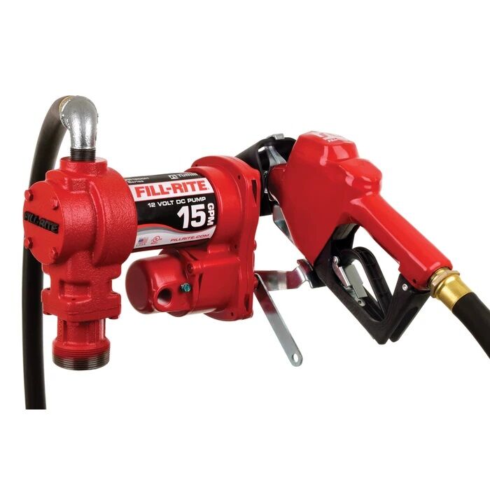 Fill-Rite® 12V DC 15GPM Heavy-Duty Fuel Transfer Pump with Auto Red Nozzle